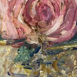Old painting, still life with roses and oranges, signed circa 1950.