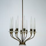Rare Angelo Lelii for Arredoluce, 12-Lights Chandelier, Italy 1953