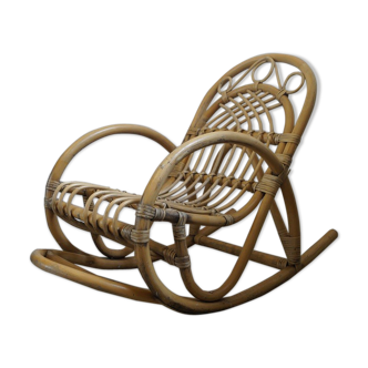 Rocking-chair 1960 en rotin