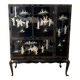 Cabinet meuble Télévision en laque noire et or