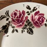 4 assiettes plates de Badonviller modèle Strasbourg à décor de roses