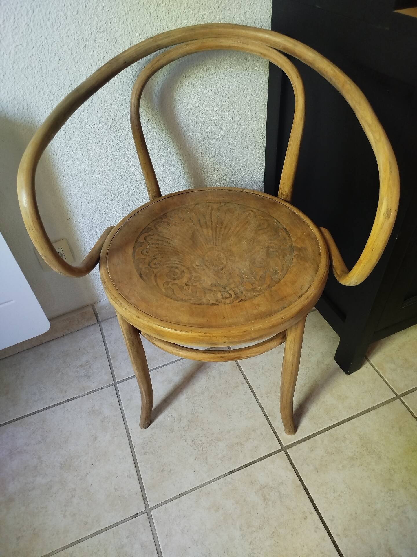 Antique Fischel armchair in bent wood
