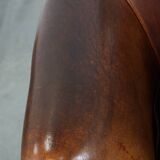 Fauteuil club en cuir de mouton couleur cognac