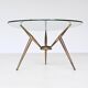 Italian tripod triangle coffee table brass and glass Italy 1950