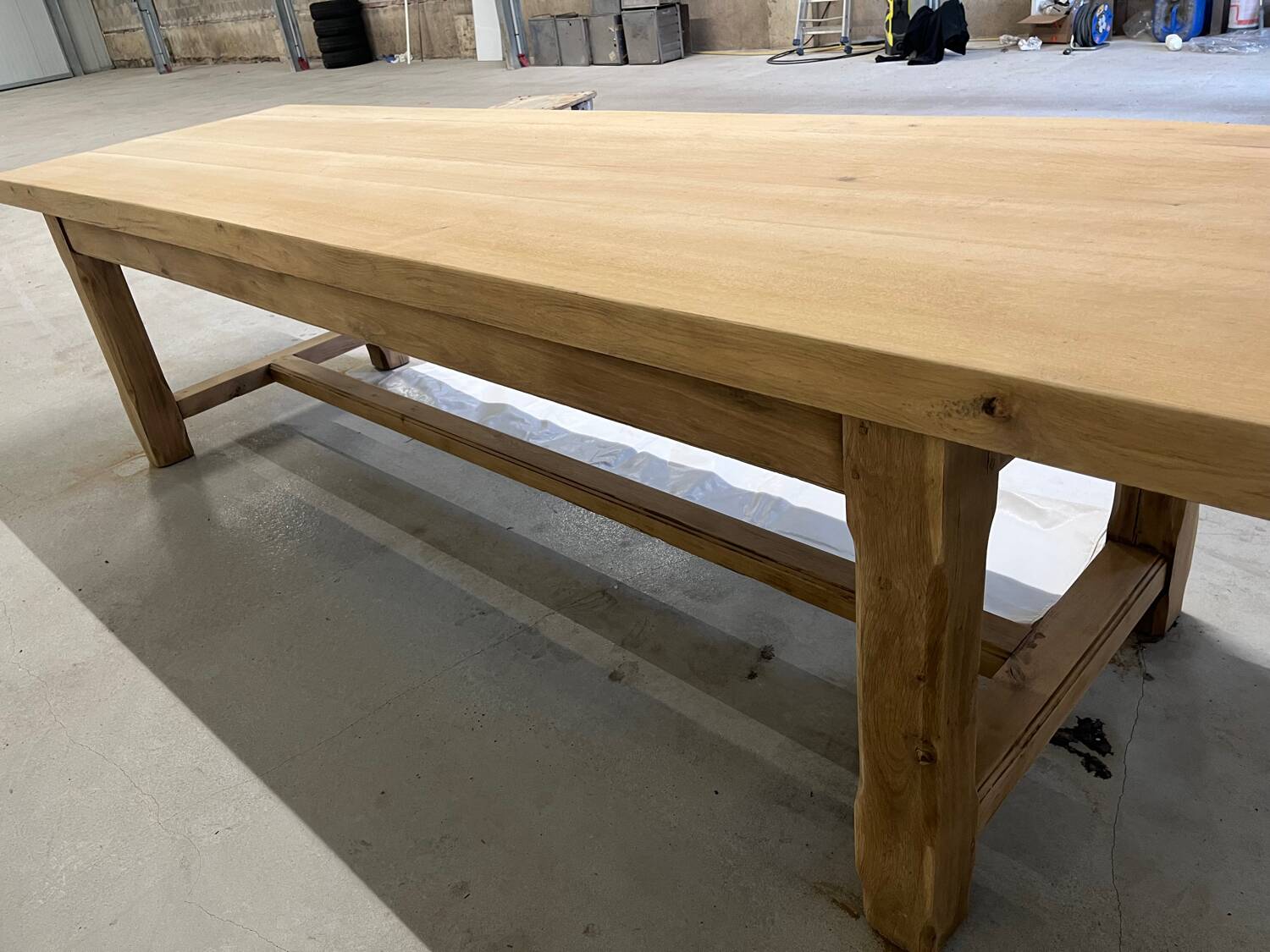 Light solid oak farmhouse table