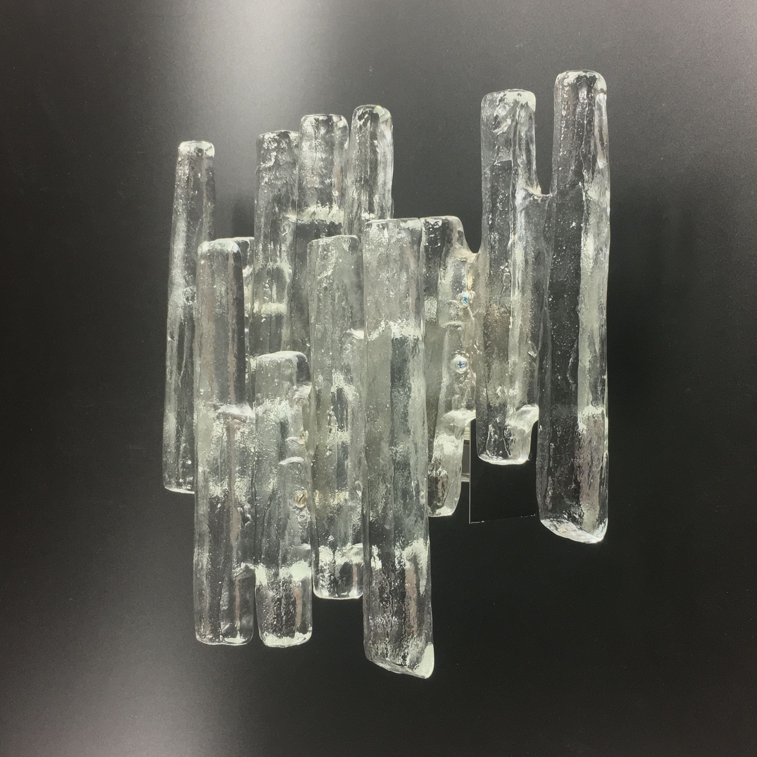 Hollywood regency ice glass sconce by J. T. Kalmar for Kalmar Franken, 1960s
