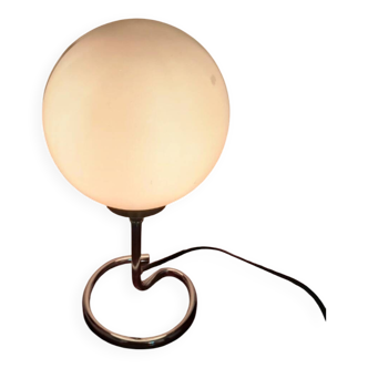 Glass and metal lamp