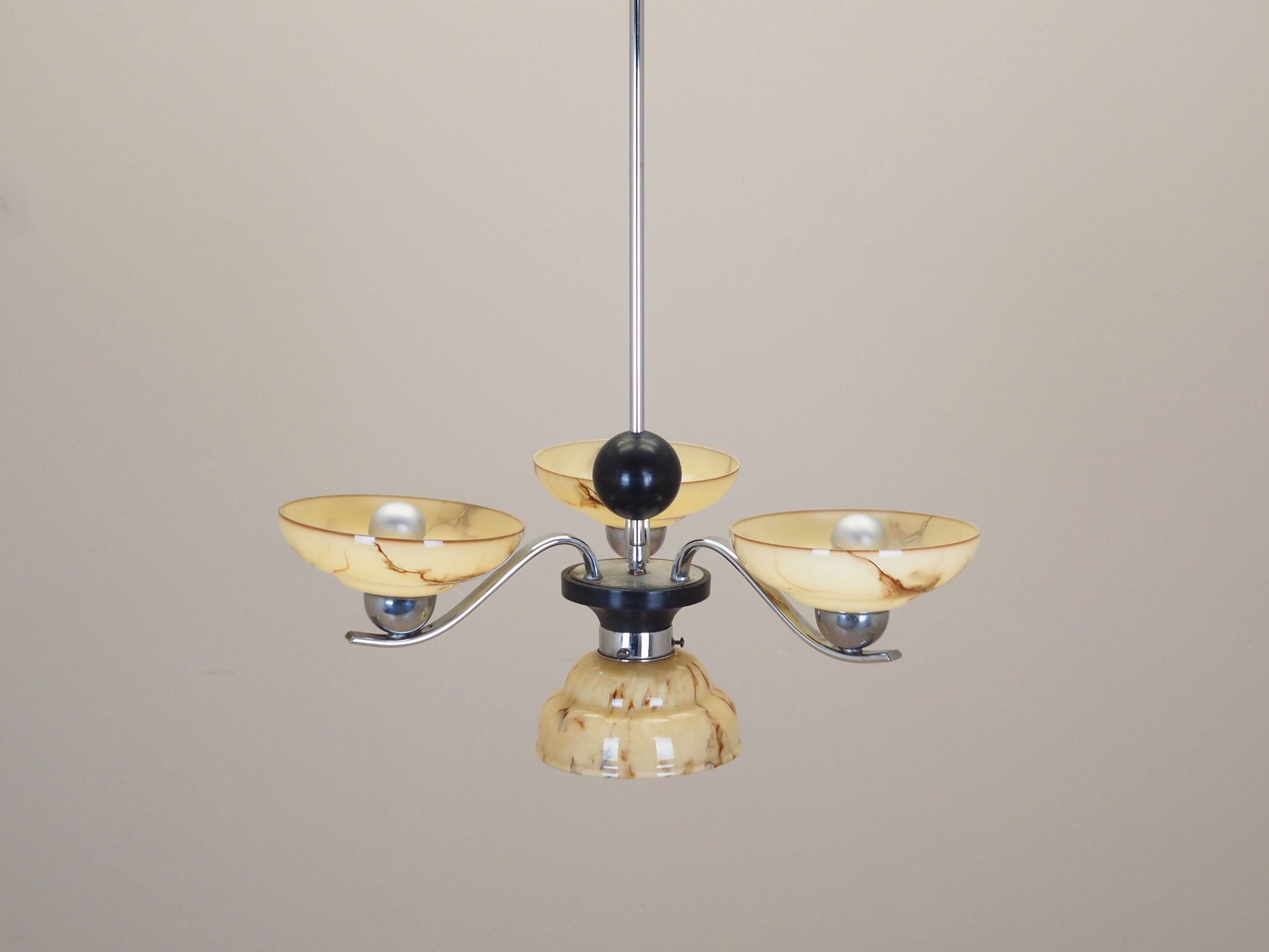 Glass chandelier, Danish design, 1970s, production: Denmark