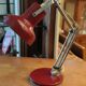 Vintage articulated table lamp red metal