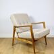PRL armchair "Stefan" wooden oak vintage beige boucle