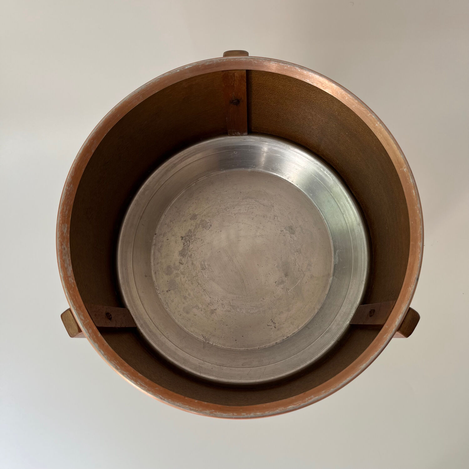 Porte-plante scandinave vintage en teck et cuivre, Suède, années 1960