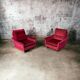 Pair of vintage comfortable armchairs in fabrics probably italian from the 1950s-60s
