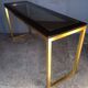 Designer console in gilded brass and glass, 1970s