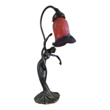 Art nouveau bronze lamp and glass paste