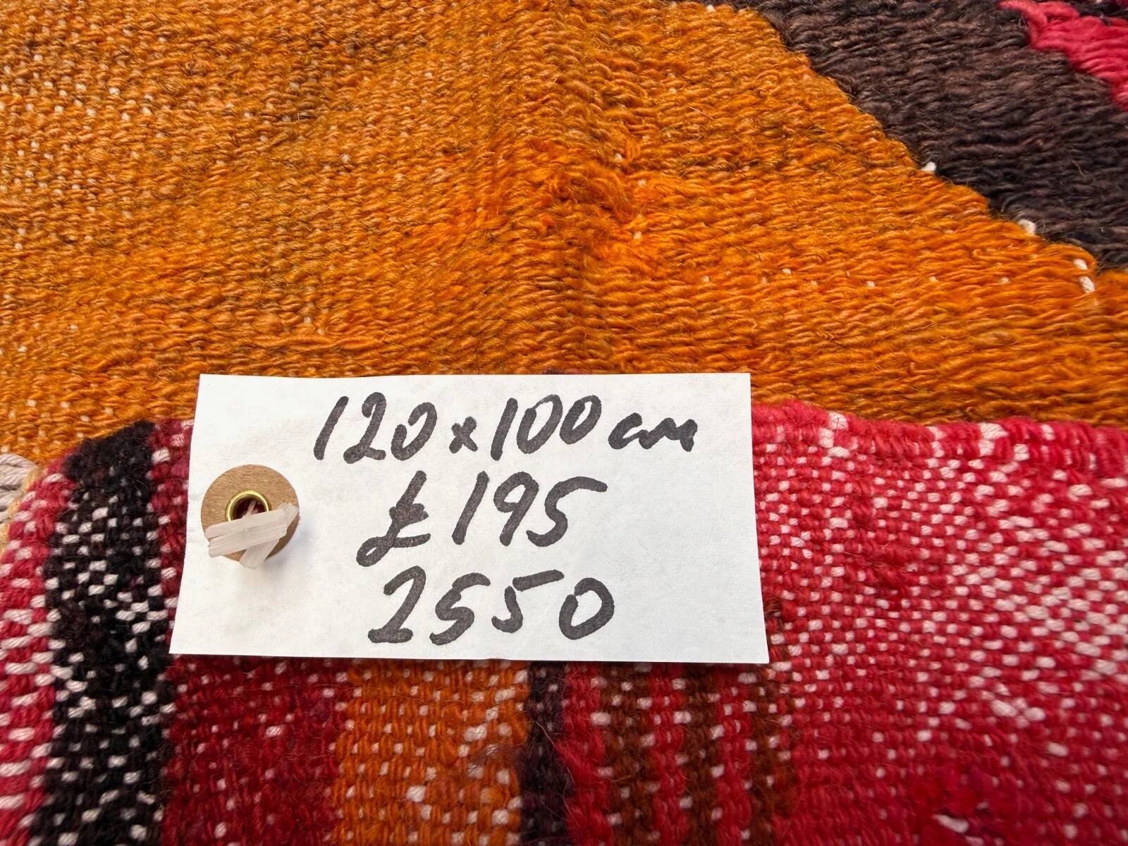 Medium vintage Turkish kilim rug 100x120 cm wool kelim, square 2550