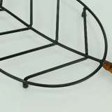 Danish modern leaf-shaped coaster metal and leather 1950s 60s