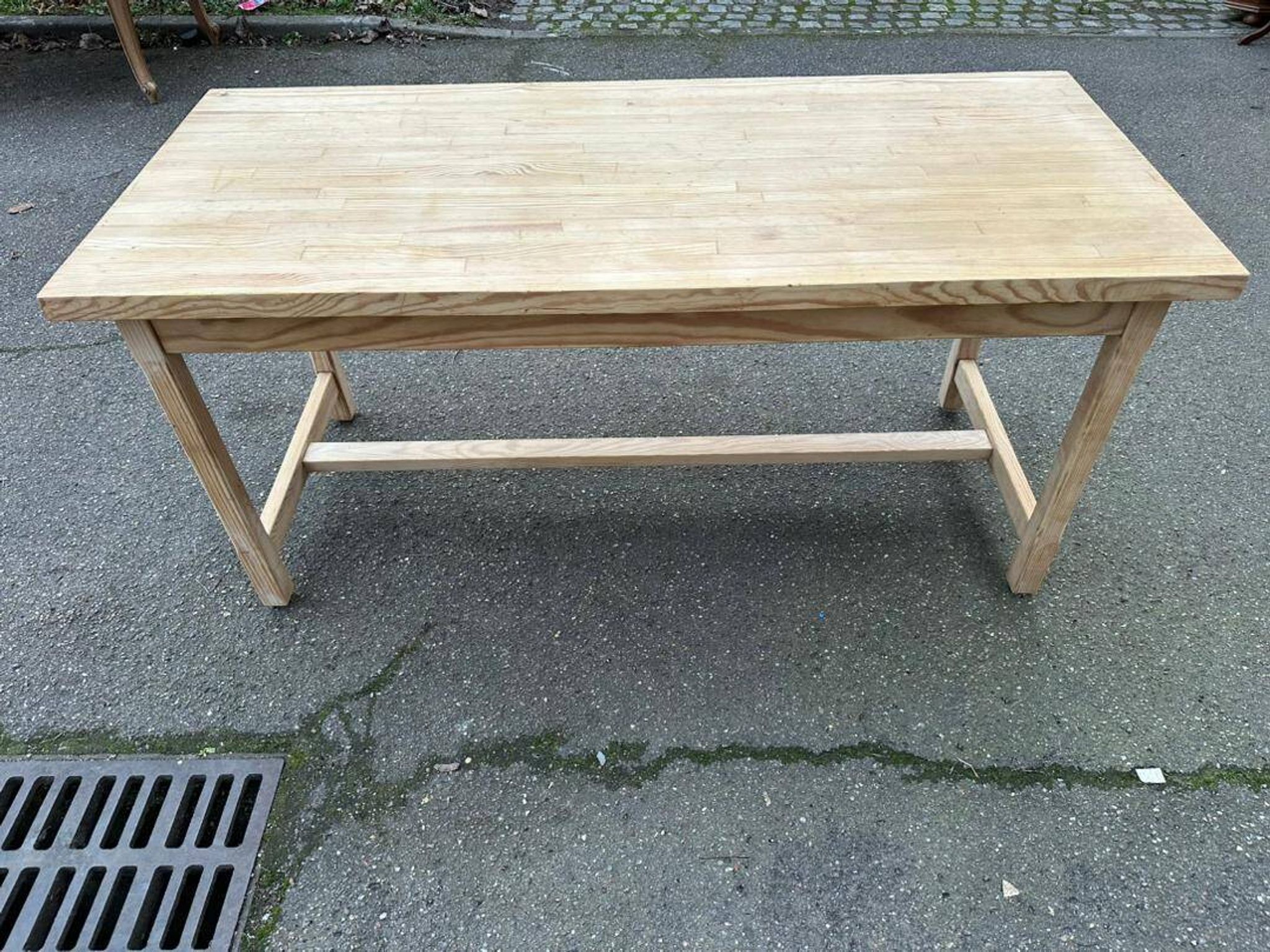 Renovated farmhouse dining table in solid wood 160cm XXth century