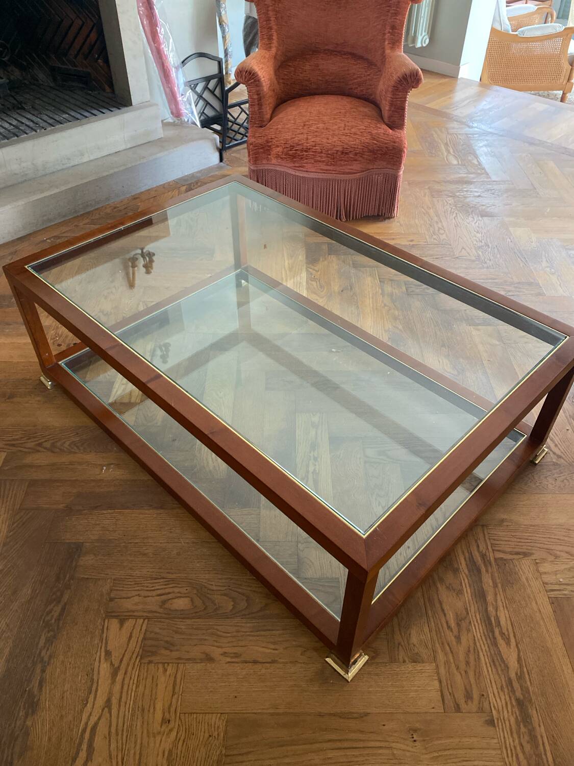 Wood and glass coffee table
