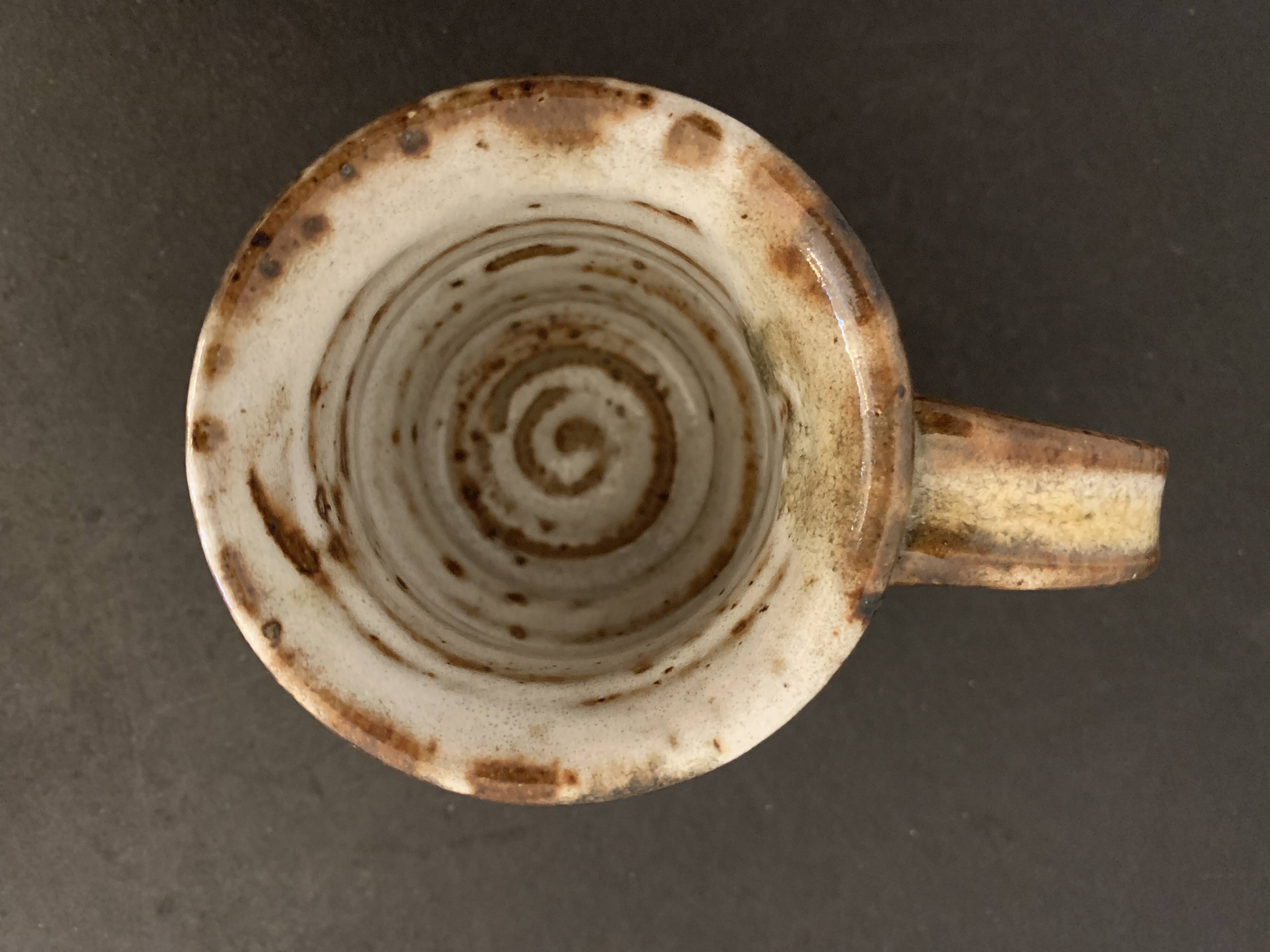 Set of 3 Danish Waldorff cups and 3 saucers in glazed stoneware