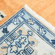 Vintage Large Blue & Peach Persian Rug, Handmade Wool Rustic Decor,348x495