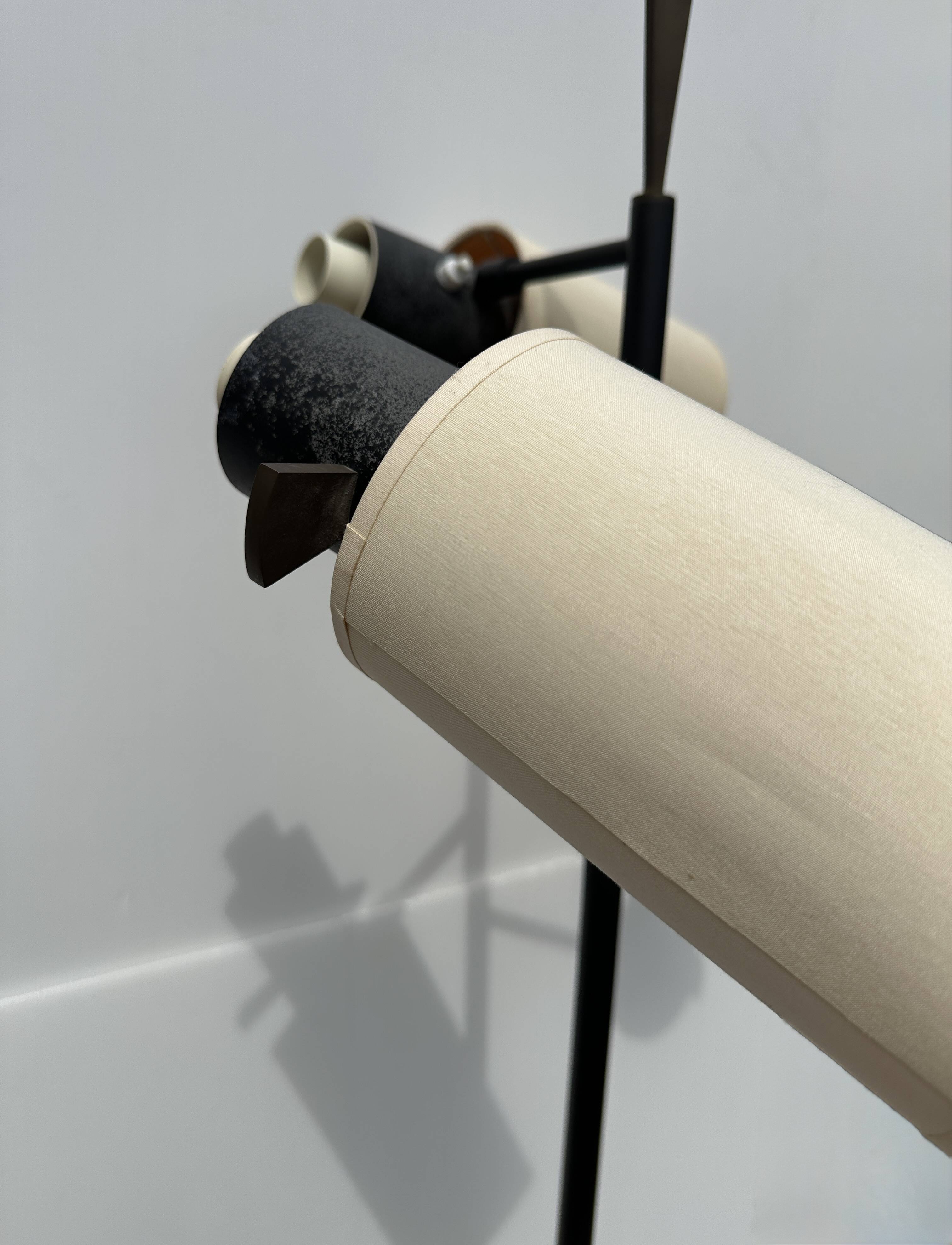 RARE 3-BEAM ADJUSTABLE FLOOR LAMP ATTRIBUTED TO ROYAL LUMIÈRE/ LUNEL, AROUND 19