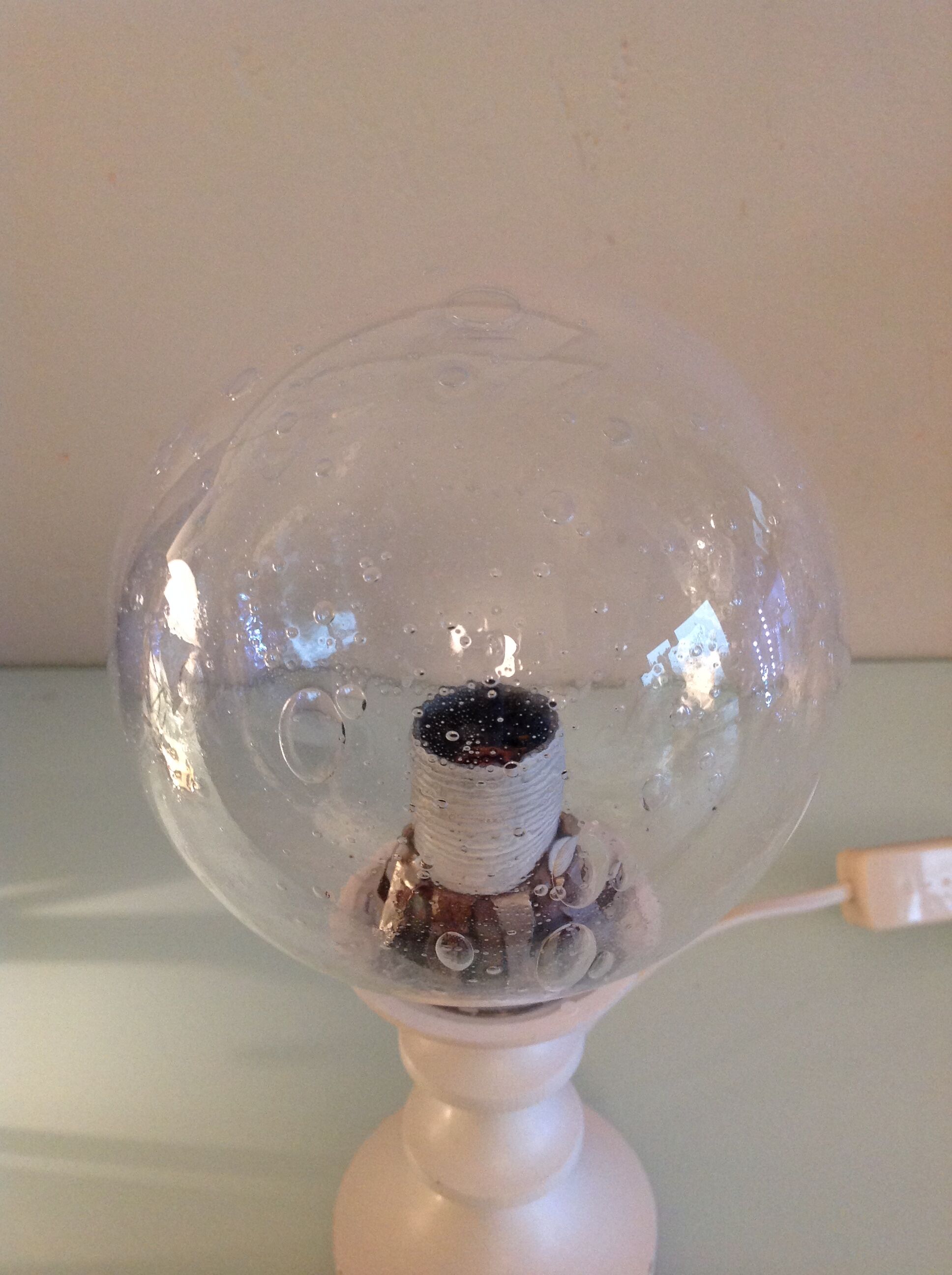 Glass globe bedside lamp/ vintage 60s-70s