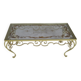 Table basse verre et fer forgé. année 1950 / 1960