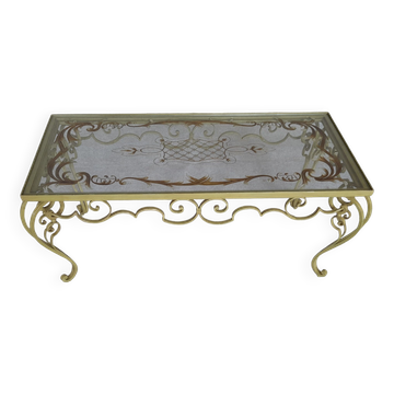 Table basse verre et fer forgé. année 1950 / 1960