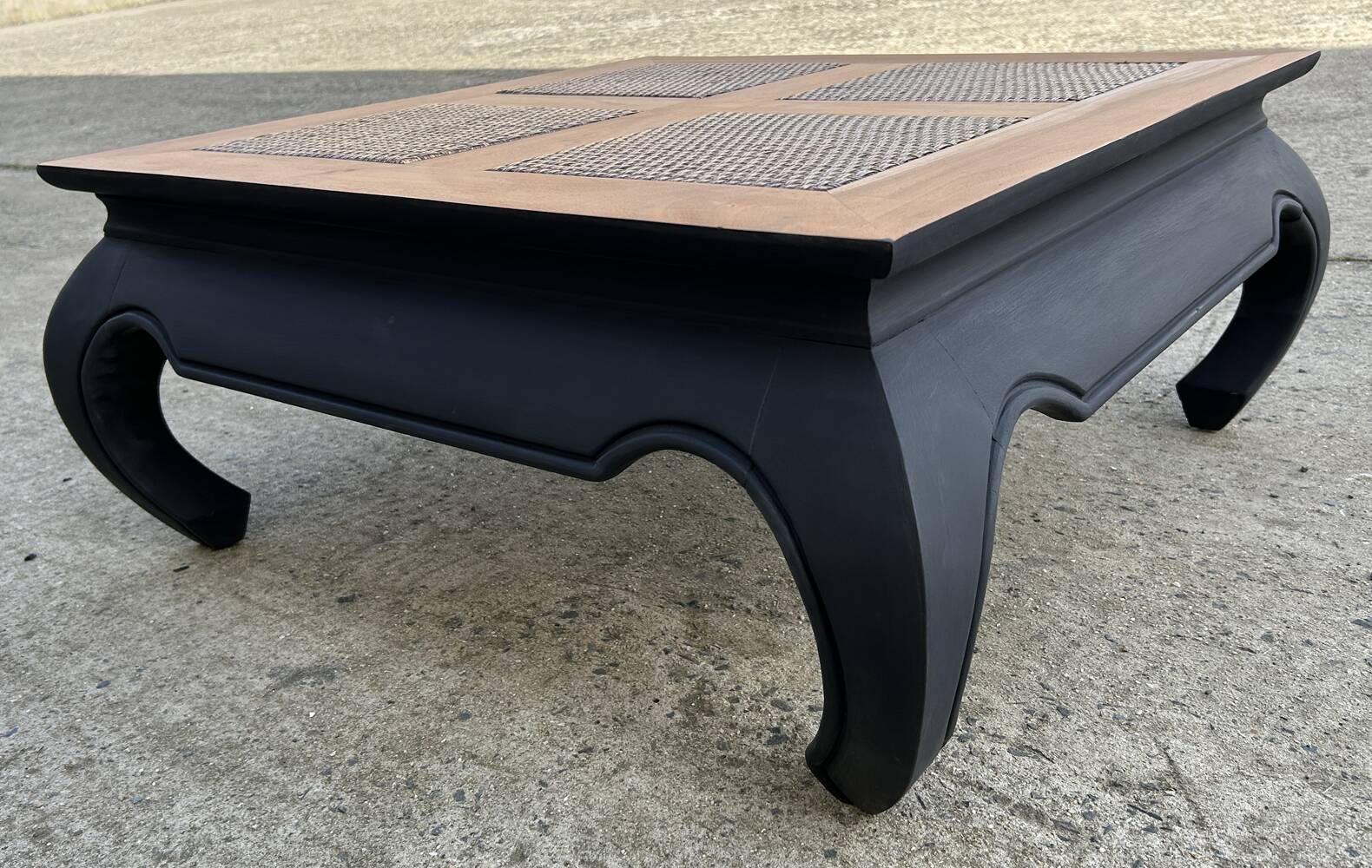 Square opium coffee table, solid teak, elephant legs