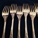 6 silver metal forks, Model Marly, by Christofle.