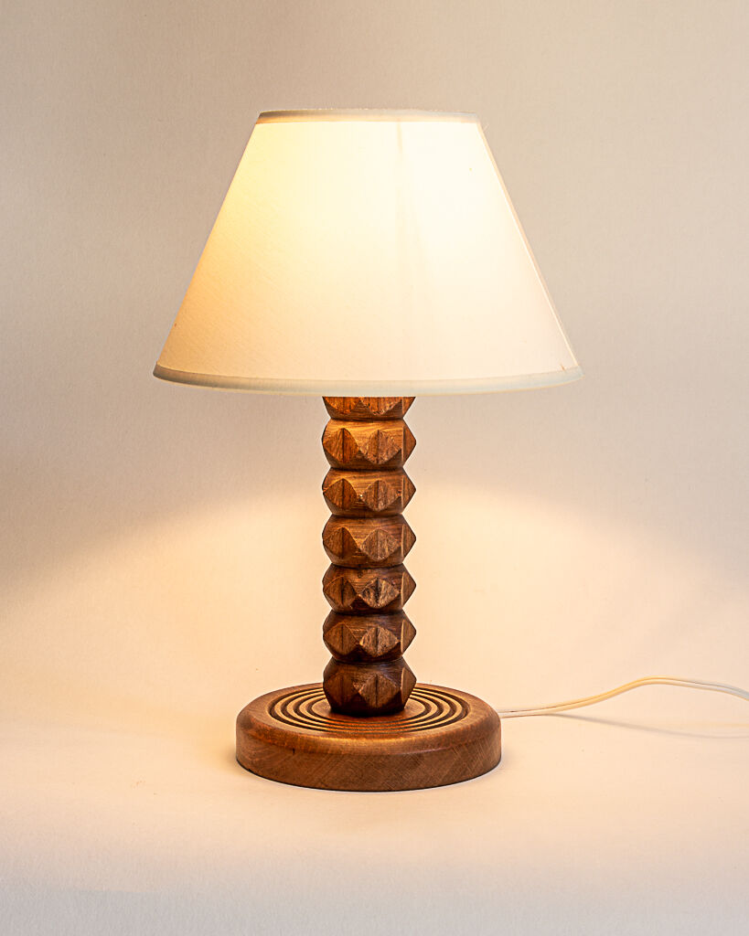 Lamp base in oak or walnut wood, 60s