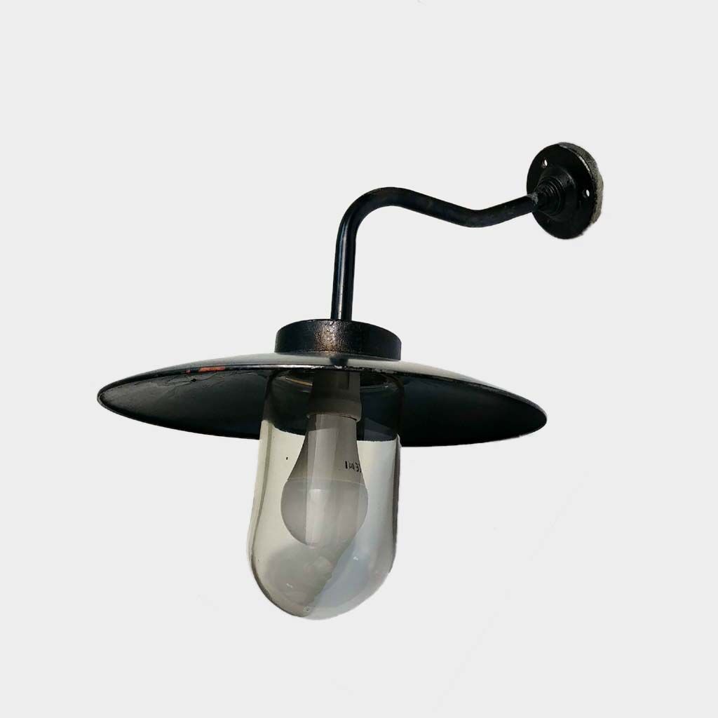 Ancient outdoor swan collar and glass globe sconce