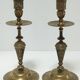 Pair of candle holders patinated bronze floral decoration early twentieth century