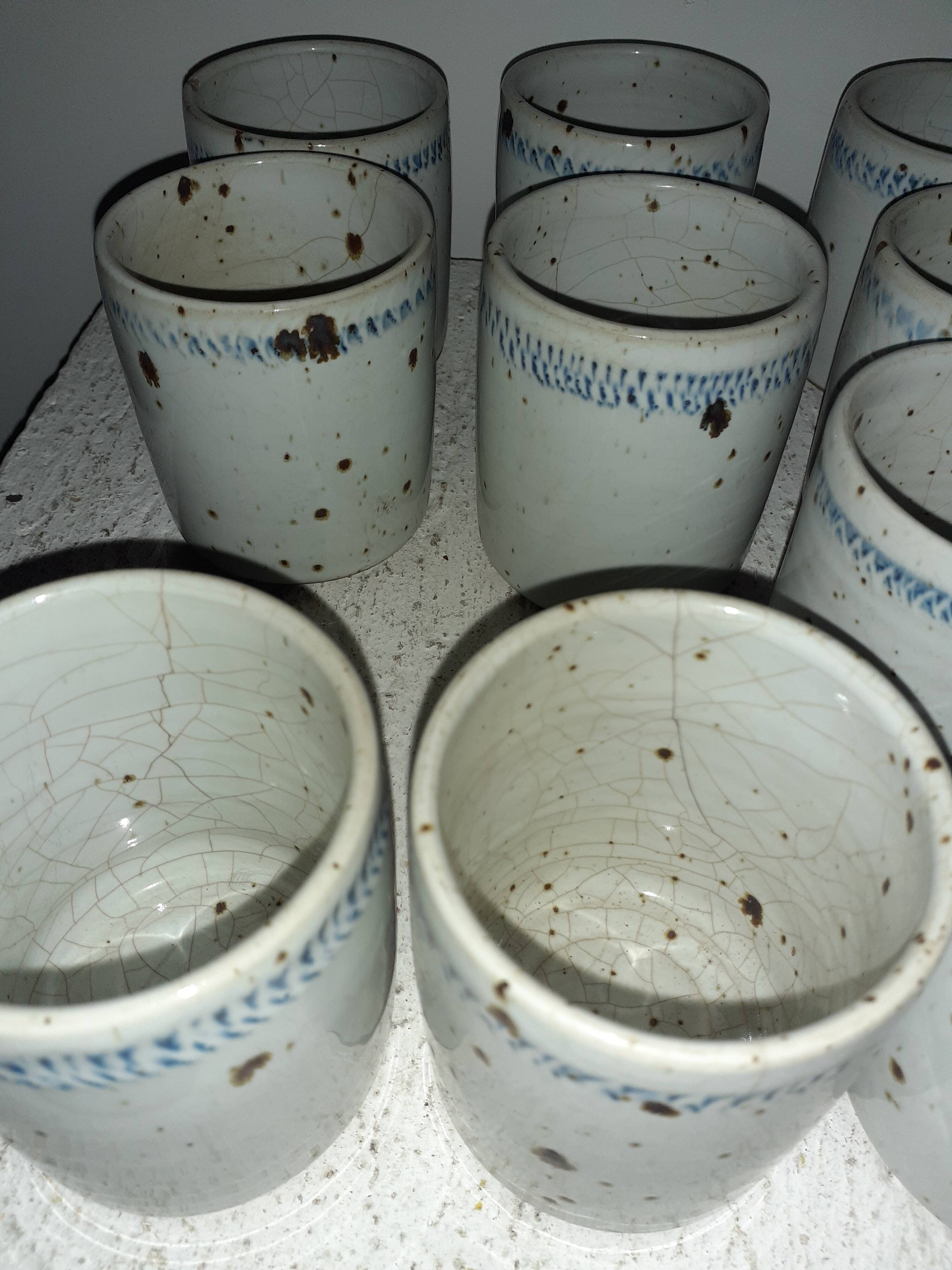 10 cups in enamelled pyrity stoneware