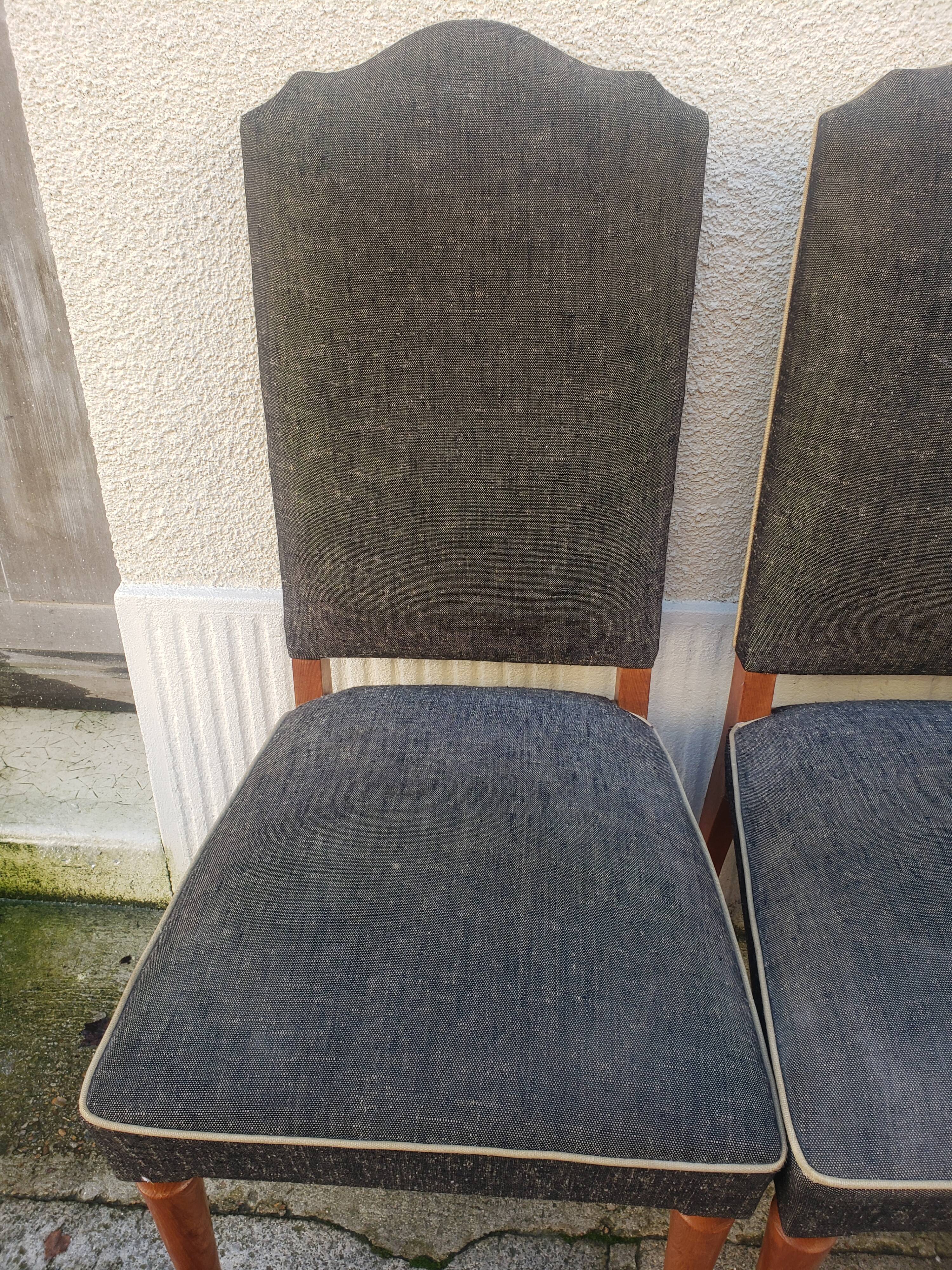 8 vintage chairs lined grey black