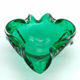 Cendrier ou vide poche en verre de Murano bullicante vert émeraudes des années 60