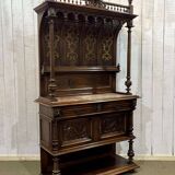 Gothic walnut sideboard with marble top, early 20th century