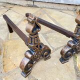 Vintage solid brass and steel chenets