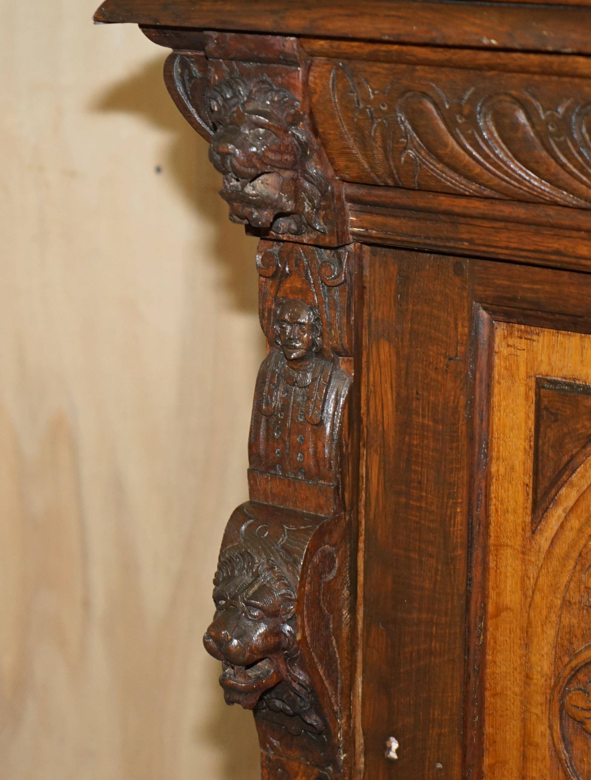 Pair of Victorian Jacobean Gothic Revival bookcases