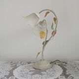 Vintage French double table lamp with glass shade "Autumn Leaves" 5488