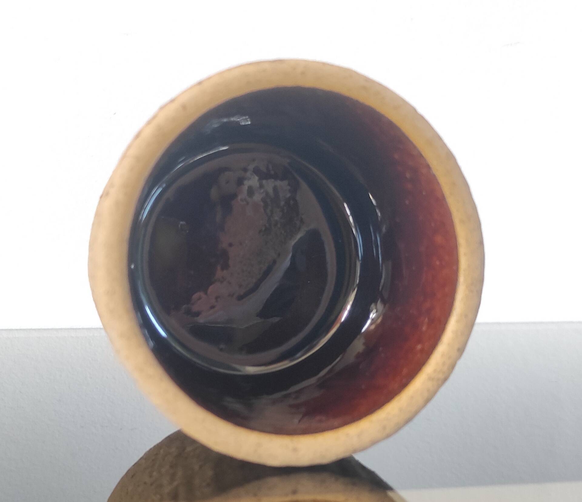 Cup, pot in raw pyrite stoneware and glaze