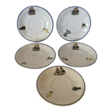 5-saucer dinner set in the style of Germaine Bouret