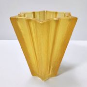 Art deco star shaped yellow glass vase attributed to pierre d'avesn for daum