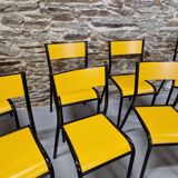 Set of 8 yellow mullca 510 chairs