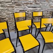 Lot de 8 chaises jaunes mullca 510