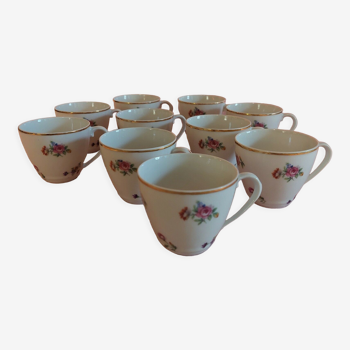 Tasses à café série de dix en porcelaine de Châtres sur Cher Limoges