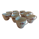 Coffee cups series of ten porcelain from Châtres sur Cher Limoges