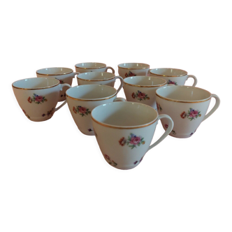 Coffee cups series of ten porcelain from Châtres sur Cher Limoges