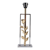 Maison Charles table lamp in chrome and gilt bronze with rose, France, 1970s