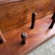 Extra-Long Solid Wood Wall Coat Rack, Walnut Brown, 20 Pegs — Mid-Century Vintage